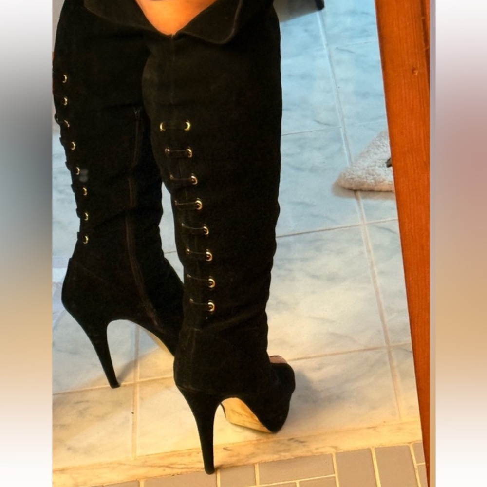 Suede thigh high boots size 11